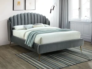 Двуспальная кровать Calabria Velvet, 160x200, серый