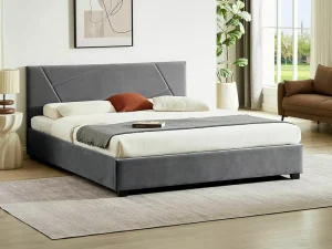 Двуспальная кровать Columbia Velvet с подъемным механизмом, 160x200, серый