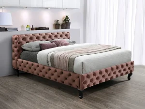 Двуспальная кровать Herrera Velvet, 160x200, античный розовый