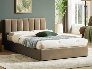Полуторная кровать Montreal Velvet с подъемным механизмом, 120x200, бежевый