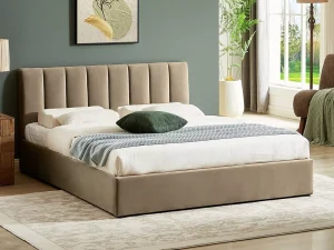 Полуторная кровать Montreal Velvet с подъемным механизмом, 140x200, бежевый