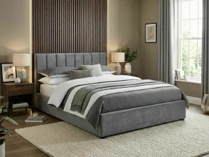 Полуторная кровать Montreal Velvet с подъемным механизмом, 140x200, серый