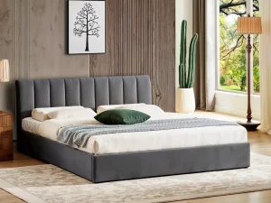 Двуспальная кровать Montreal Velvet с подъемным механизмом, 160x200, серый