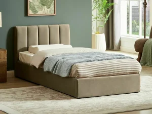 Односпальная кровать Montreal Velvet с подъемным механизмом, 90x200, бежевый