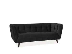 Трехместная софа Castello 3 Velvet, черный / венге