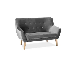 Двухместный диван Nordic 2 Velvet, серый / бук