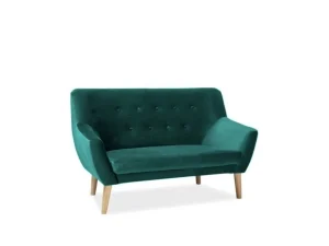 Двухместный диван Nordic 2 Velvet, зеленый / бук